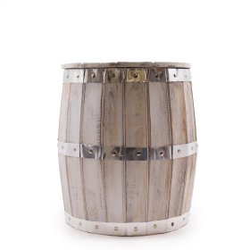 (image for) Beer Barrel Stool Whitewash Wood 38 x 32 cm